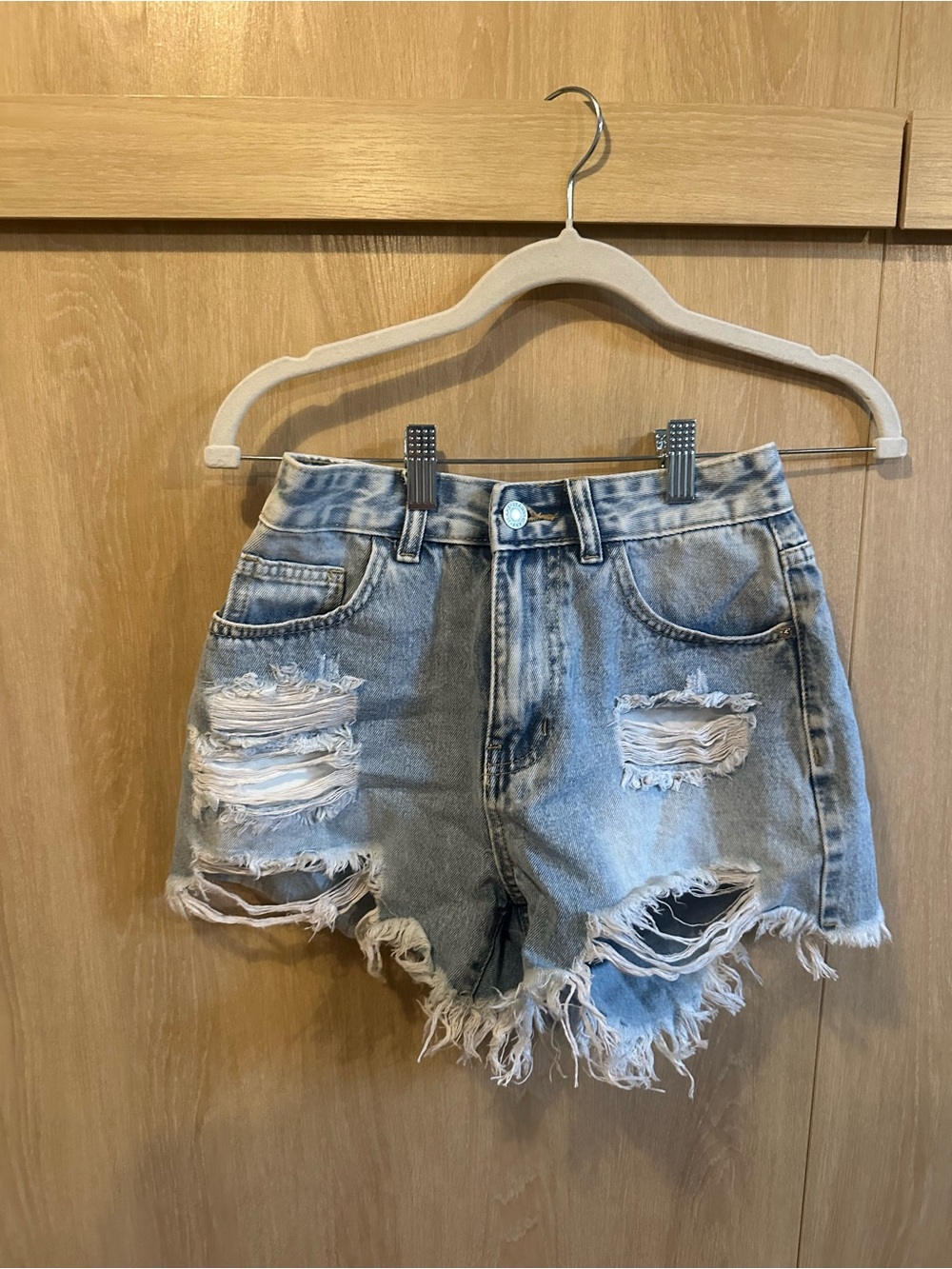 SHEIN Light Blue Distressed Denim Jean Shorts